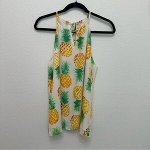 Finn & Grace Women's Tiki Pineapple Halter Blouse Sleeveless Tank Top